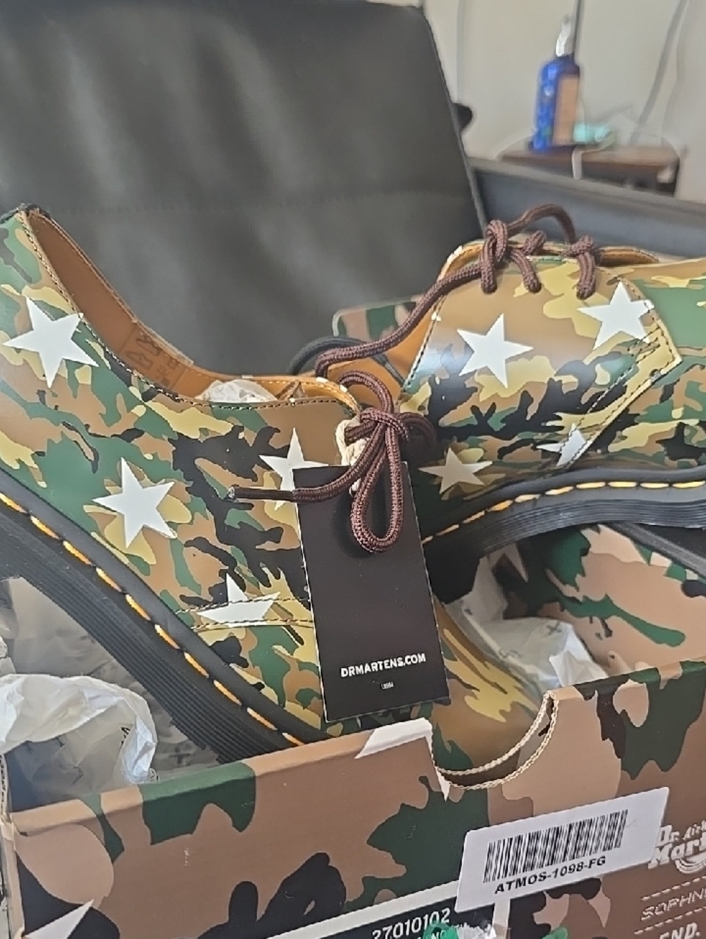 Dr. Martens Camo Star Lace-Up Shoes in Green, Tan and Black